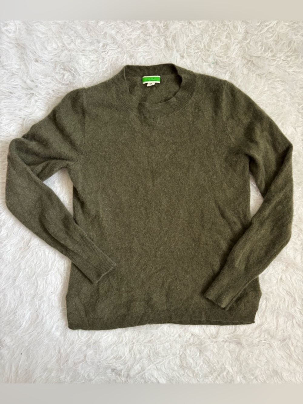 J. Crew 100% Cashmere Olive Crewneck Sweater for Women